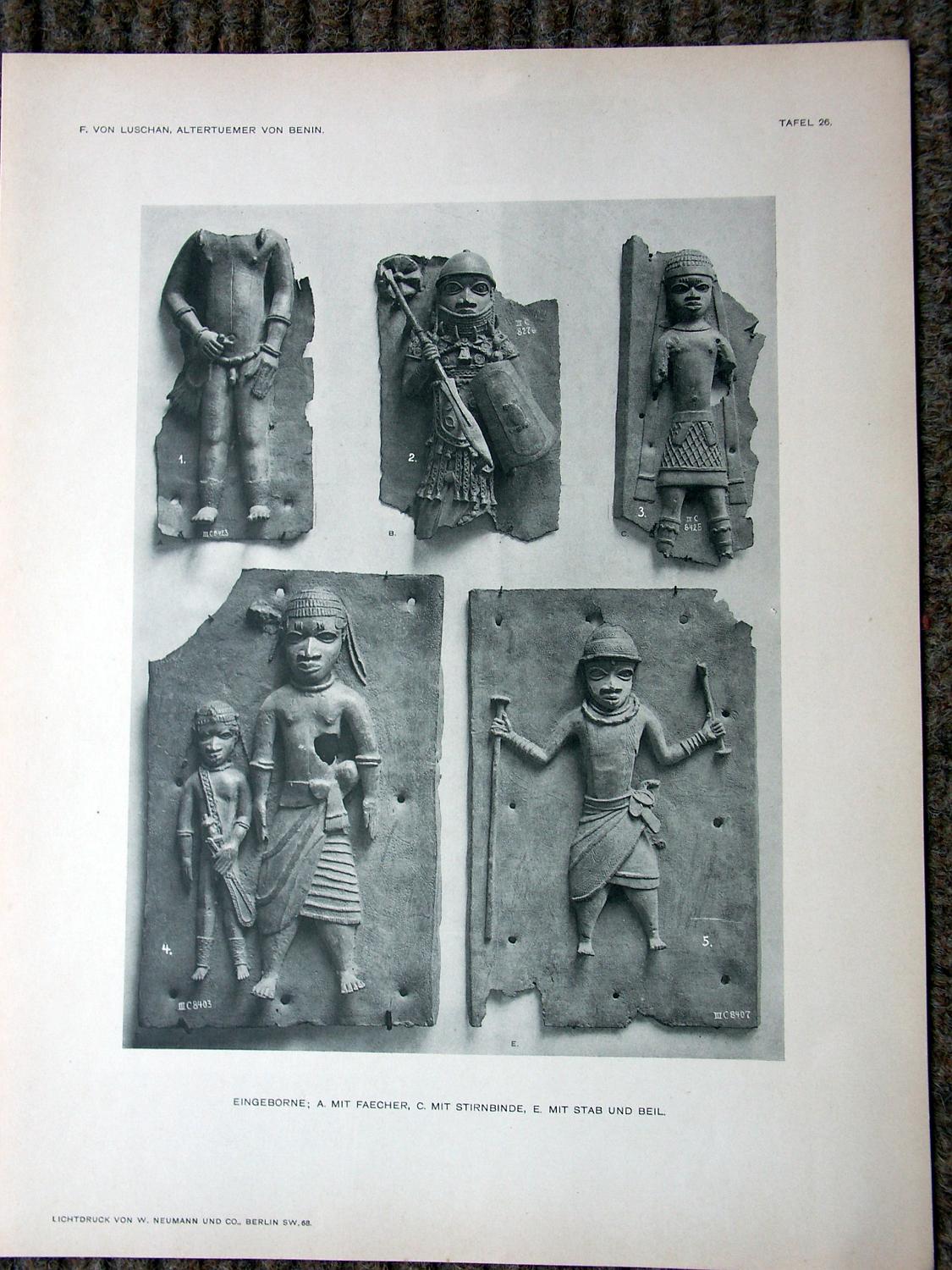 zz-lusc19,tafel 26 benin nigeria,bronze-platte mit figur (b-iiic08423